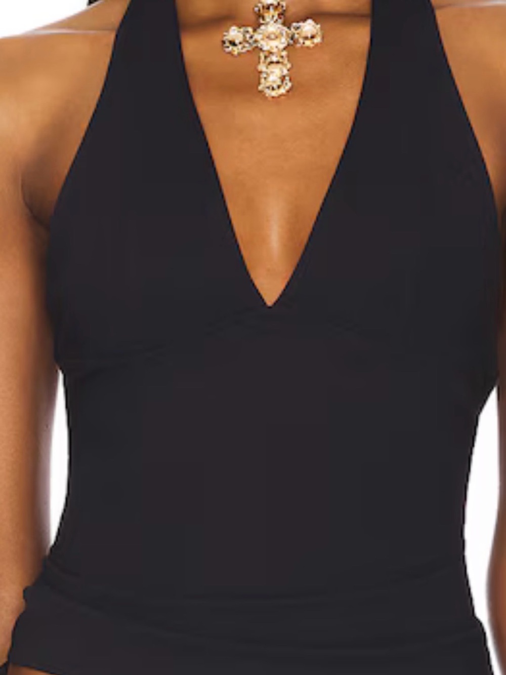 Free people only you tank Black Plunging Halter Tank Top nwt